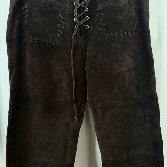 Vintage Jou Jou Skins Brown Suede Lace Up Pants - Picture 9 of 9